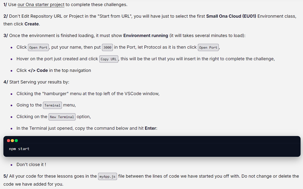 Retour aux challenges du cours